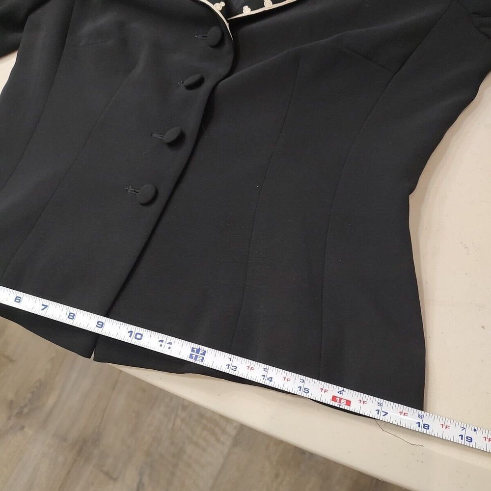 Maggy L Evening Suit Jacket Black Scroll Embroidery Peter Pan Collar Sz 8 - Picture 8 of 11